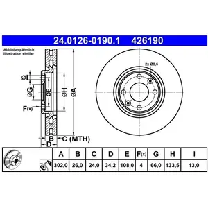 Disque de frein 24.0126-0190.1 ATE 24.01260190.1 pas cher