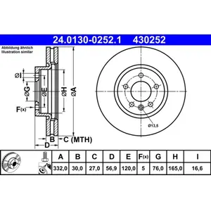 ATE Disques de frein pour VOLKSWAGEN: Amarok (Ref: 24.0130-0252.1) pas cher