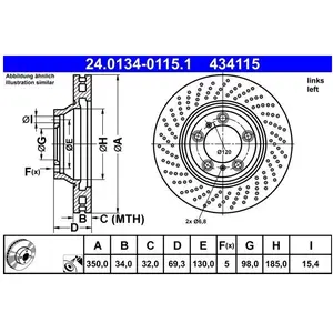 ATE Disques de frein pour PORSCHE: 911 (Ref: 24.0134-0115.1) pas cher