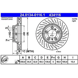 Comparateur de prix : ATE Disques de frein pour PORSCHE: 911 (Ref: 24.0134-0116.1)