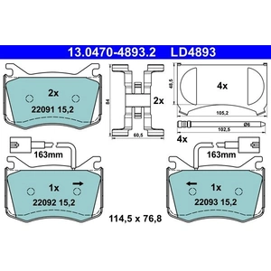 Comparateur de prix : ATE Plaquettes de frein X4 pour ALFA ROMEO: Giulia (Ref: 13.0470-4893.2)