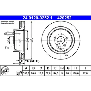 Disque de frein ATE 24.0120-0252.1 arrière, ventilé, 1 pièce pas cher