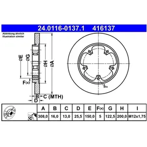 ATE Disques de frein pour FORD: Transit/Tourneo (Ref: 24.0116-0137.1) pas cher