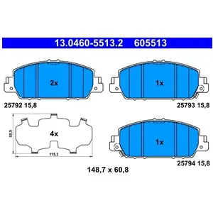 Kit de plaquettes de frein, frein à disque 13.0460-5513.2 ATE 13.04605513.2 pas cher