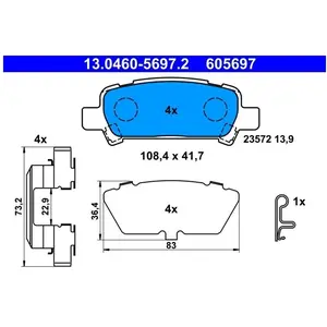 Kit de plaquettes de frein, frein à disque 13.0460-5697.2 ATE 13.04605697.2 pas cher
