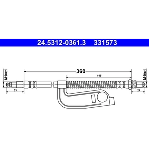 ATE Flexible de frein pour MAZDA: 121 & FORD: Fiesta, Puma, Courier (Ref: 24.5312-0361.3) pas cher