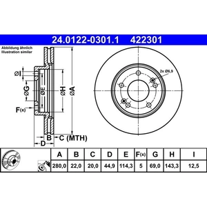 Disque de frein 24.0122-0301.1 ATE 24.01220301.1 pas cher