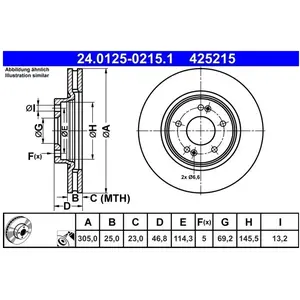 ATE Disque de frein, ventil, Essieu avant, par ex. pour Hyundai, KIA pas cher