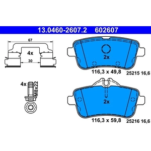Comparateur de prix : Kit de plaquettes de frein, frein à disque 13.0460-2607.2 ATE 13.04602607.2