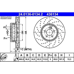 Disque de frein 24.0136-0134.2 ATE 24.01360134.2 pas cher