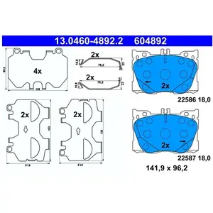 1 Kit de plaquettes de frein, frein à disque ATE 13.0460-4892.2 convient à pas cher