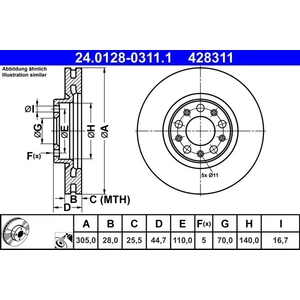 ATE Disques de frein pour ALFA ROMEO: Giulia (Ref: 24.0128-0311.1) pas cher