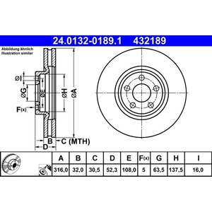 Disque de frein ATE 24.0132-0189.1 avant, ventilé, 1 pièce pas cher