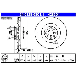 ATE Disques de frein pour LANCIA: Delta (Ref: 24.0128-0301.1) pas cher