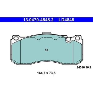 ATE Plaquettes de frein X4 pour BMW: Série 3, Série 1 (Ref: 13.0470-4848.2)