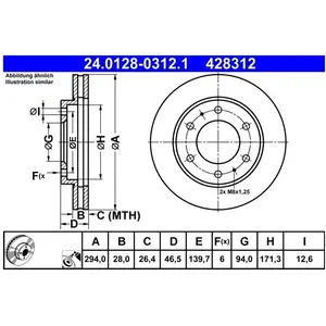 Disque de frein ATE 24.0128-0312.1 avant, ventilé, 1 pièce pas cher