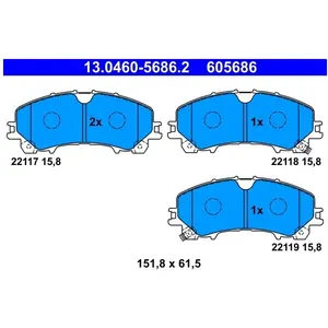 Kit de plaquettes de frein, frein à disque 13.0460-5686.2 ATE 13.04605686.2 pas cher