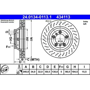 Comparateur de prix : ATE Disques de frein pour PORSCHE: 911, Boxster (Ref: 24.0134-0113.1)