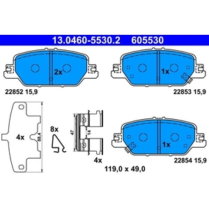 Kit de plaquettes de frein, frein à disque 13.0460-5530.2 ATE 13.04605530.2 pas cher