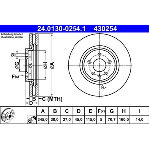 ATE Disques de frein pour OPEL: Insignia (Ref: 24.0130-0254.1) pas cher