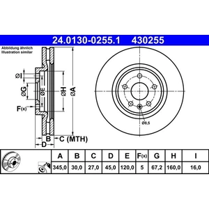 Comparateur de prix : ATE Disques de frein pour OPEL: Insignia (Ref: 24.0130-0255.1)