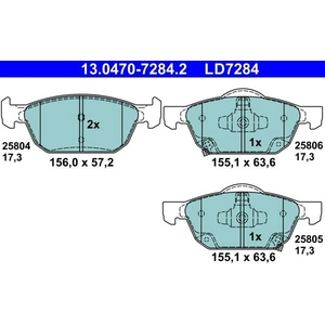 ATE Plaquettes de frein X4 pour HONDA: Civic (Ref: 13.0470-7284.2) pas cher