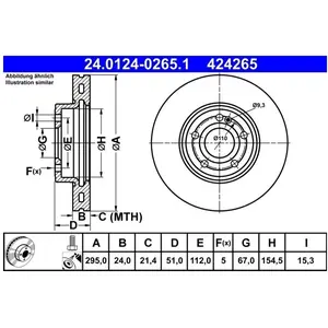 Disque de frein 24.0124-0265.1 ATE 24.01240265.1 pas cher
