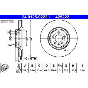 ATE Disques de frein pour AUDI: A1 (Ref: 24.0125-0222.1) pas cher