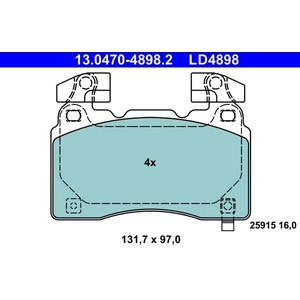 Comparateur de prix : Jeu de plaquettes de frein, frein à disque 13.0470-4898.2 ATE 13.04704898.2