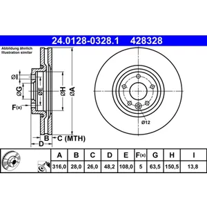 ATE Disques de frein pour JAGUAR: XE (Ref: 24.0128-0328.1) pas cher