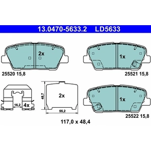 Jeu de plaquettes de frein, frein à disque 13.0470-5633.2 ATE 13.04705633.2 pas cher