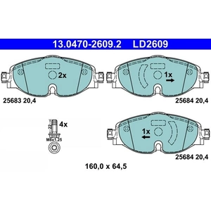 Jeu de plaquettes de frein ATE 13.0470-2609.2, avant, Céramique