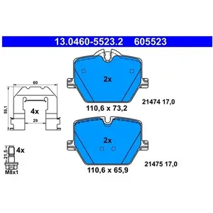 Kit de plaquettes de frein, frein à disque 13.0460-5523.2 ATE 13.04605523.2 pas cher