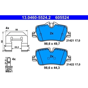 Jeu de plaquettes de frein, frein à disque 13.0460-5524.2 ATE 13.04605524.2 pas cher