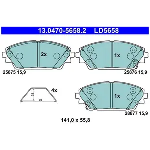 ATE Plaquettes de frein X4 pour MAZDA: 3, CX-30, CX-3 (Ref: 13.0470-5658.2) pas cher
