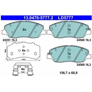 ATE Plaquettes de frein X4 pour HYUNDAI: Santa Fe & KIA: Sorento (Ref: 13.0470-5777.2) pas cher