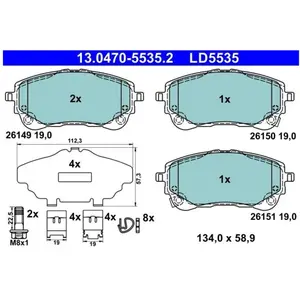 ATE Plaquettes de frein X4 pour TOYOTA: Yaris Cross, Corolla (Ref: 13.0470-5535.2)