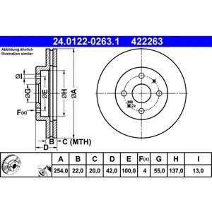 Disque de frein ATE 24.0122-0263.1 avant, ventilé, 1 pièce pas cher