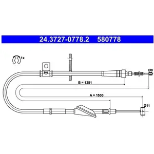 ATE 24372707782 Câble souple de frein de stationnement pas cher