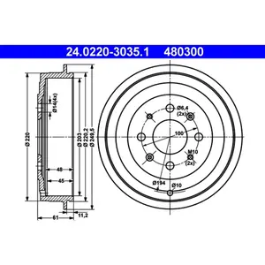 Tambour de frein ATE 24.0220-3035.1 pas cher