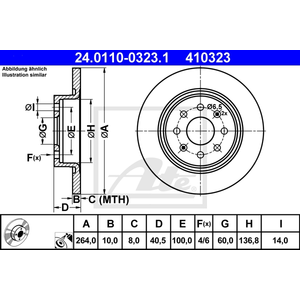 Disque de frein 24.0110-0323.1 ATE 24.01100323.1 pas cher