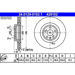 ATE Disques de frein pour AUDI: A5, S5, S4, Q5 (Ref: 24.0129-0102.1) pas cher
