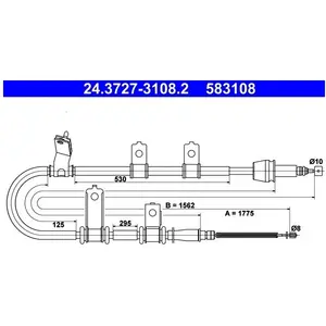 ATE Câble de frein à main pour HYUNDAI: Santa Fe (Ref: 24.3727-3108.2) pas cher