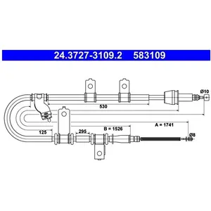 ATE Câble de frein à main pour HYUNDAI: Santa Fe (Ref: 24.3727-3109.2) pas cher