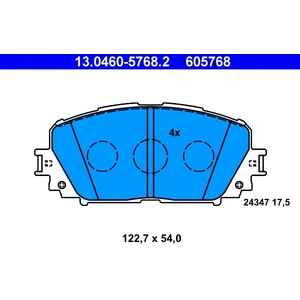 ATE Plaquettes de frein X4 pour TOYOTA: Yaris (Ref: 13.0460-5768.2) pas cher