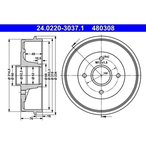 Comparateur de prix : Tambour de frein 24.0220-3037.1 ATE 24.02203037.1