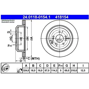 ATE Disques de frein pour HYUNDAI: ix55 (Ref: 24.0118-0154.1) pas cher