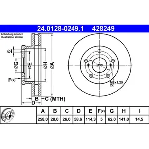 ATE Disques de frein pour TOYOTA: Hilux (Ref: 24.0128-0249.1) pas cher