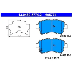 ATE Plaquettes de frein X4 pour SUZUKI: Liana (Ref: 13.0460-5774.2) pas cher