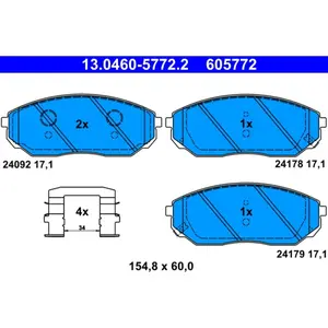 ATE Plaquettes de frein X4 pour KIA: Sorento (Ref: 13.0460-5772.2) pas cher